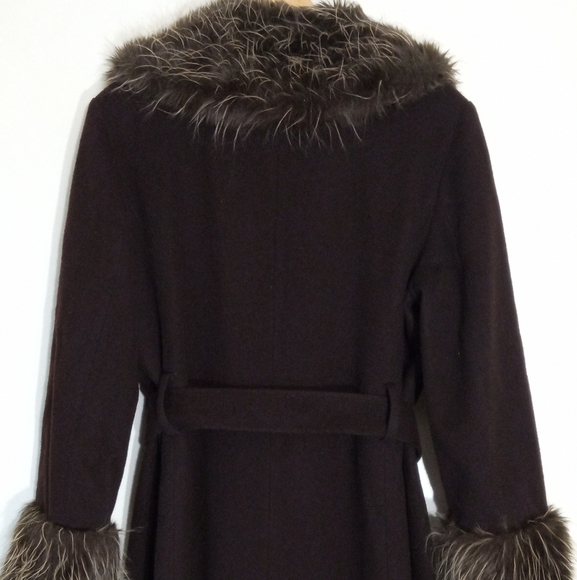 Midnight Velvet Vintage longline wool dress coat with fur trim women's size 14 - Picture 7 of 14